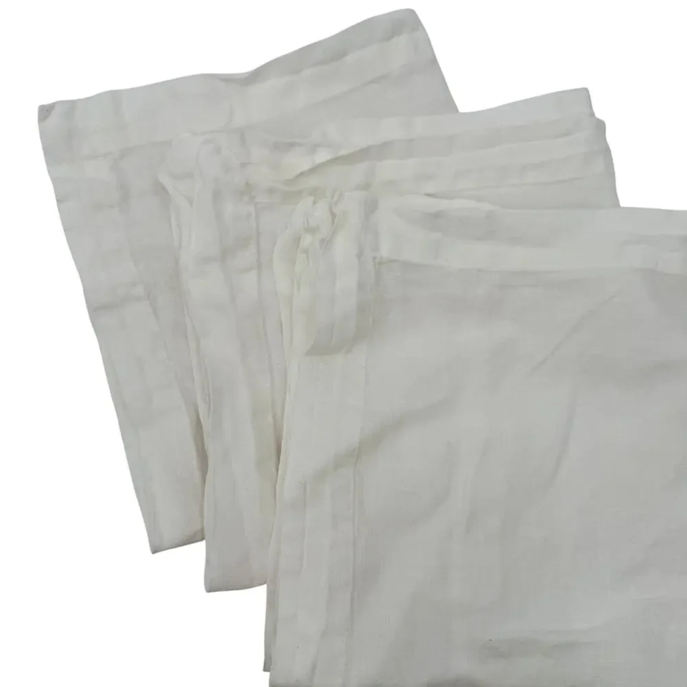 Crate & barrel Marin Crisp White EUROPEAN FLAX -Certified Linen Napkin, Set of 3